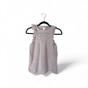 LOFT pink polka dot ruffle top sleeveless